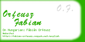 orfeusz fabian business card