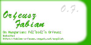 orfeusz fabian business card